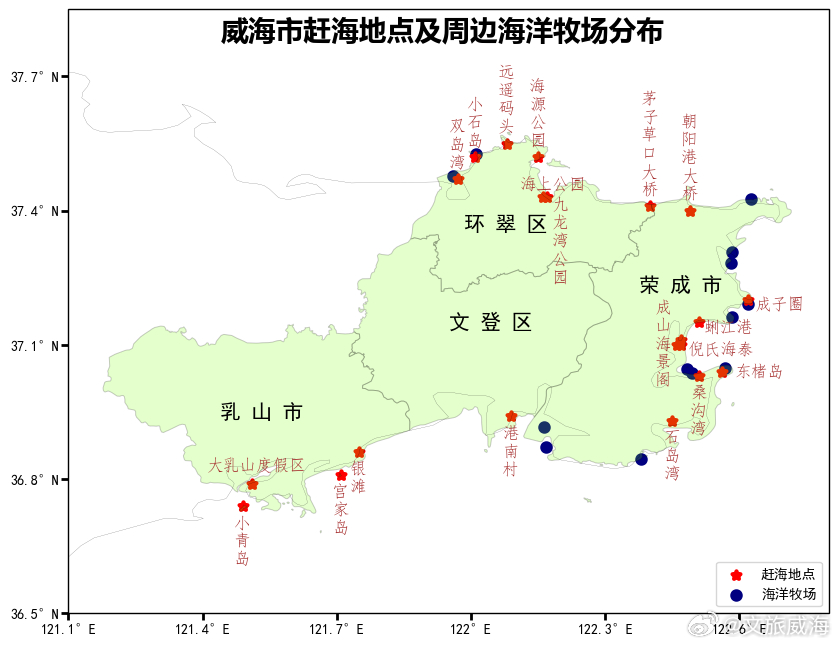 威海市趕海地點(diǎn)及周邊海洋牧場分布